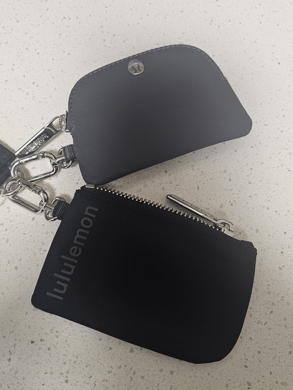 New Lululemon Dual Pouch Wristlet Black/Traverse Grey One Size
